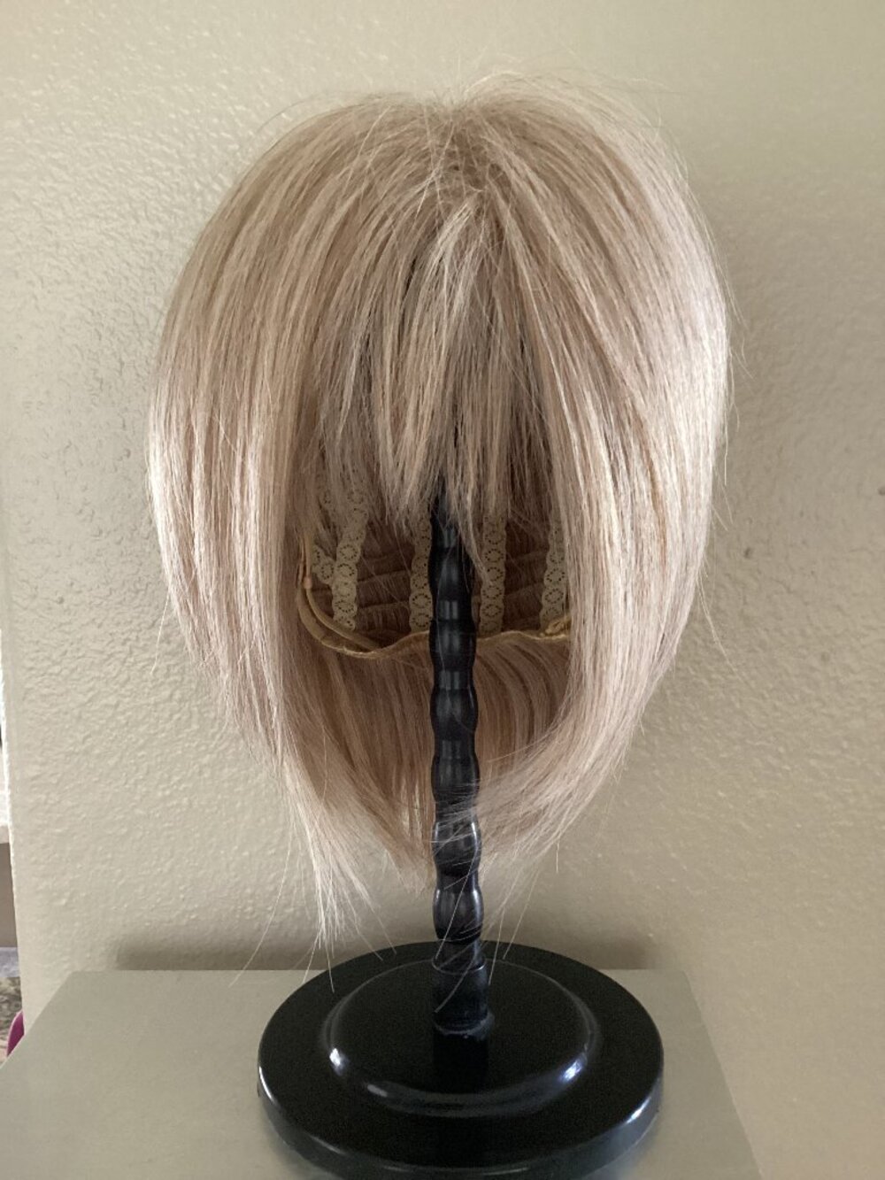 Light blonde acrylic wig with lace cap